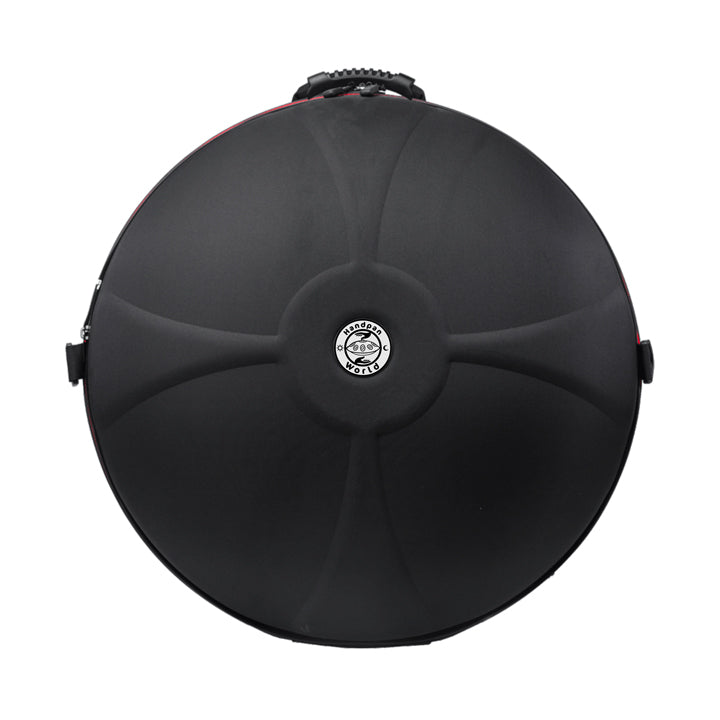 Handpan Hardcase - Evatek Pro in der Farbe schwarz. Ansicht von Vorne vor einem Weißen Hintergrund