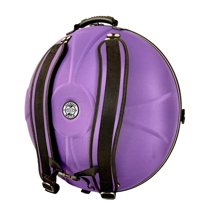 Die Evatek Hardcase Handpan Rucksack Tasche hat variabel verstellbare Tragegurte. Die Tragetasche für Handpan Drum Instrumente im Purple Haze Design ist besonders beliebt.